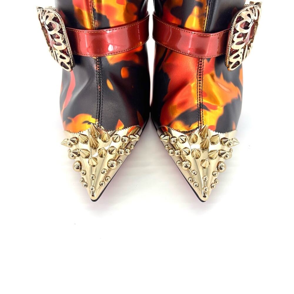 NEW Christian Louboutin Womenphis 100 Spike Logo Buckle Stiletto Heeled Boots 40 - Picture 8 of 11